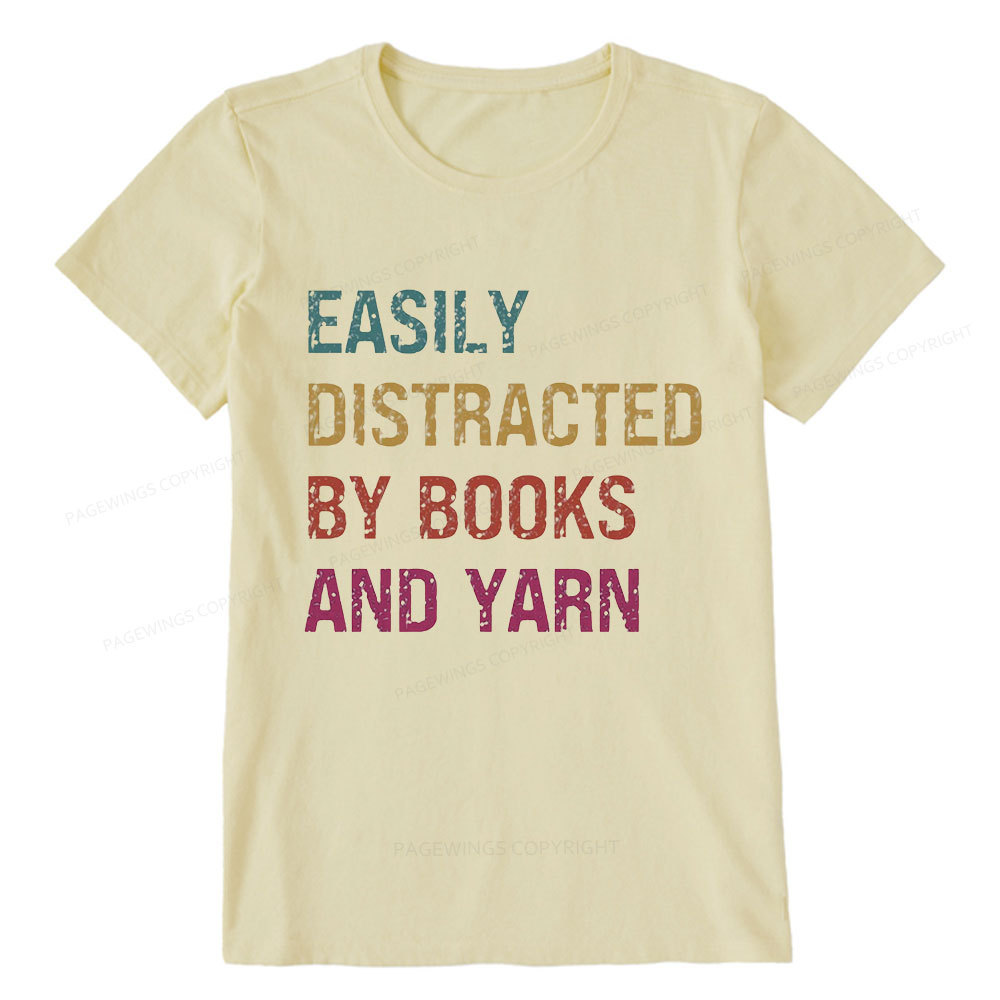 Pagewing Easily Distracted By Books And Yarn Unisex Classic T-shirt