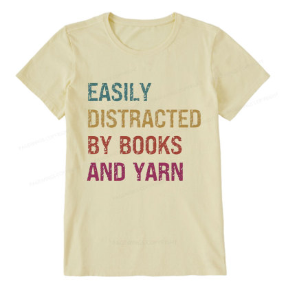 Pagewing Easily Distracted By Books And Yarn Unisex Classic T-shirt