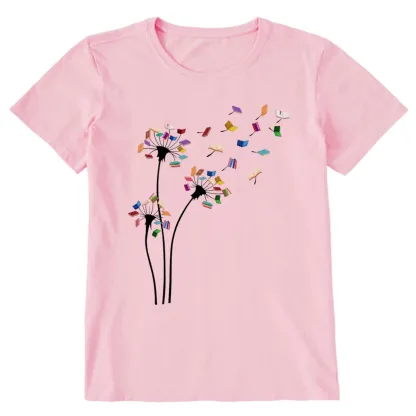 Pagewings Cute Dandelion Books Flower Fly Unisex Classic T-shirt