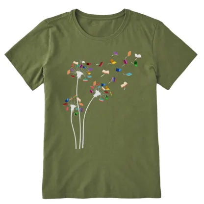 Pagewings Cute Dandelion Books Flower Fly Unisex Classic T-shirt