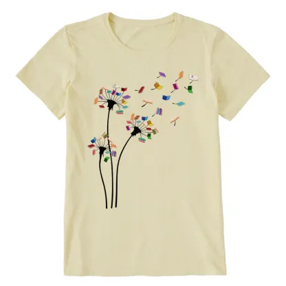 Pagewings Cute Dandelion Books Flower Fly Unisex Classic T-shirt