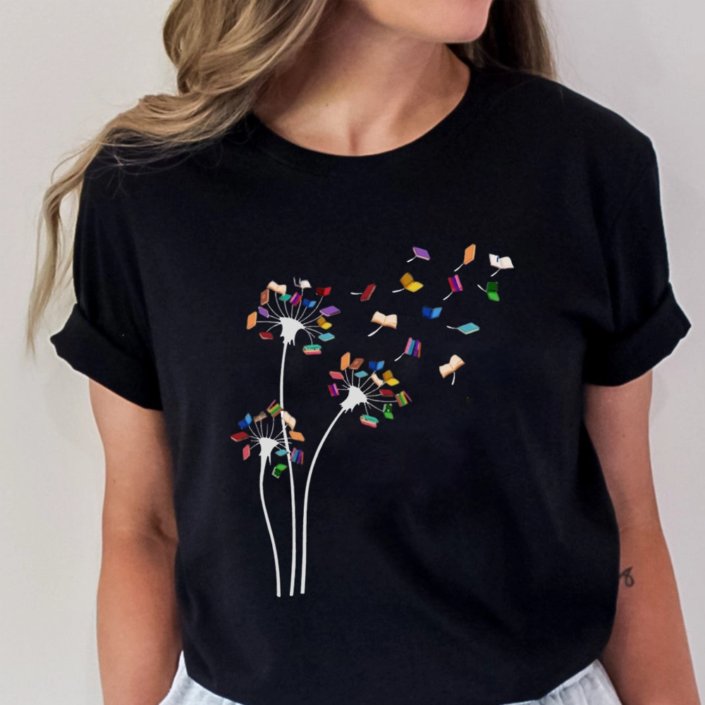 Pagewings Cute Dandelion Books Flower Fly Unisex Classic T-shirt
