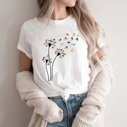 Pagewings Cute Dandelion Books Flower Fly Unisex Classic T-shirt
