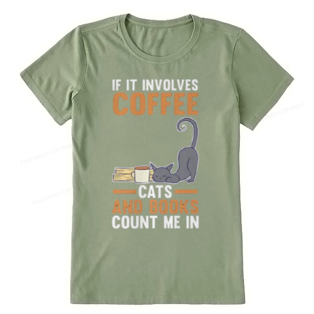 Pagewings Cats Reading Books Coffee T Shirts Unisex Classic T-shirt