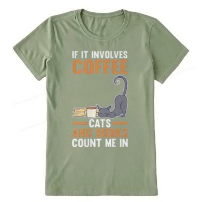 Pagewings Cats Reading Books Coffee T Shirts Unisex Classic T-shirt