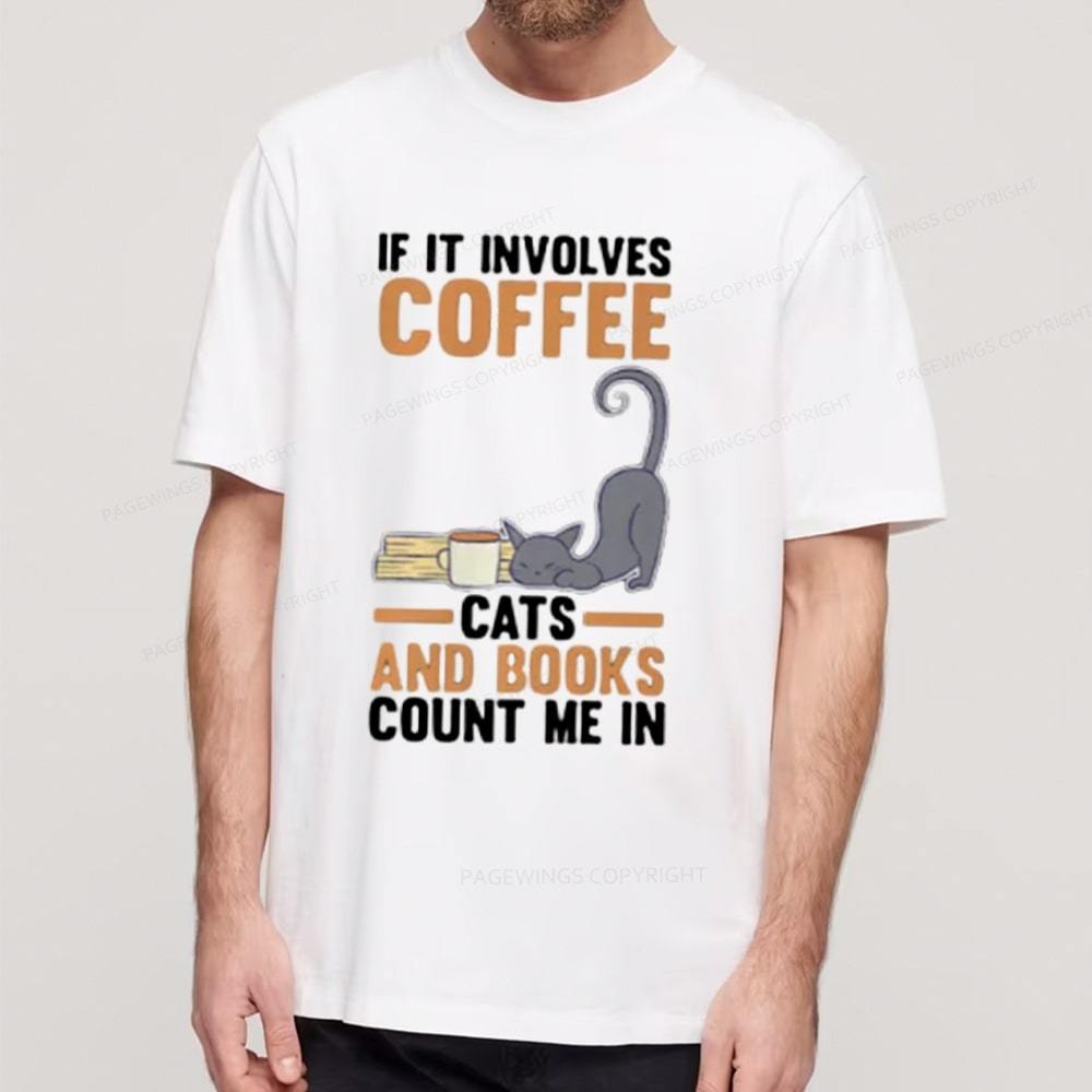Pagewings Cats Reading Books Coffee T Shirts Unisex Classic T-shirt