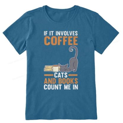 Pagewings Cats Reading Books Coffee T Shirts Unisex Classic T-shirt