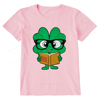 Pagewing Shamrock Reading Books St Patricks Day Unisex Classic T-shirt