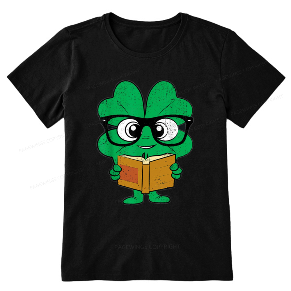 Pagewing Shamrock Reading Books St Patricks Day Unisex Classic T-shirt