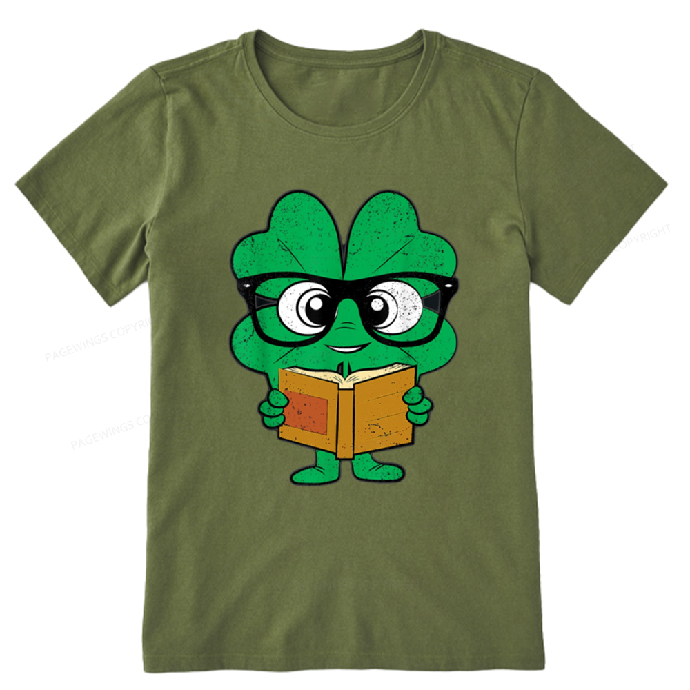 Pagewing Shamrock Reading Books St Patricks Day Unisex Classic T-shirt