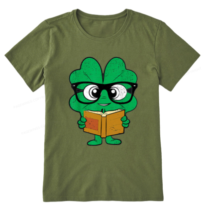 Pagewing Shamrock Reading Books St Patricks Day Unisex Classic T-shirt