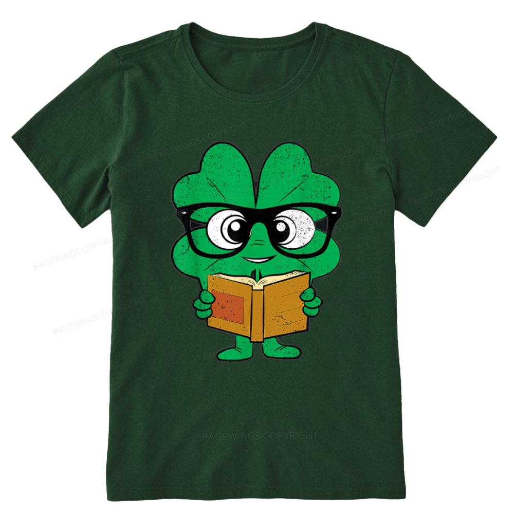 Pagewing Shamrock Reading Books St Patricks Day Unisex Classic T-shirt