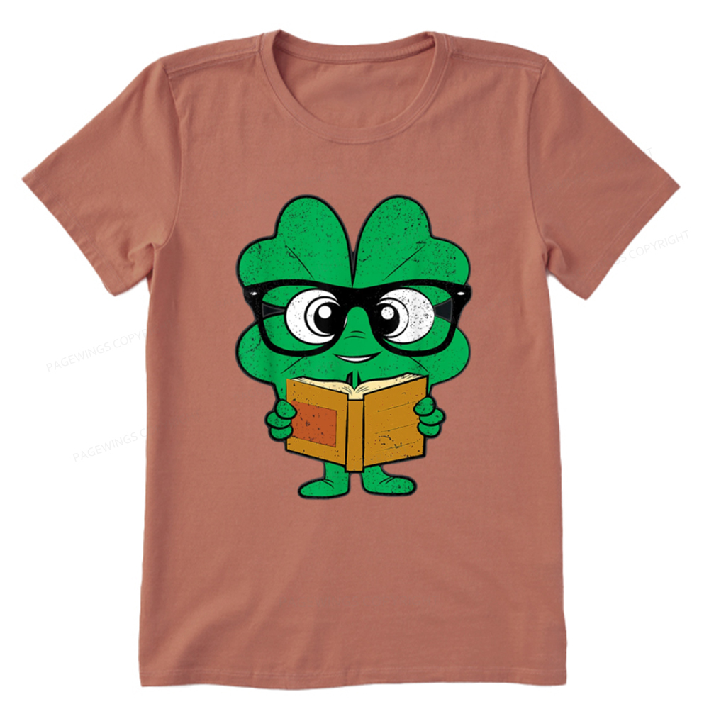 Pagewing Shamrock Reading Books St Patricks Day Unisex Classic T-shirt