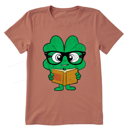 Pagewing Shamrock Reading Books St Patricks Day Unisex Classic T-shirt