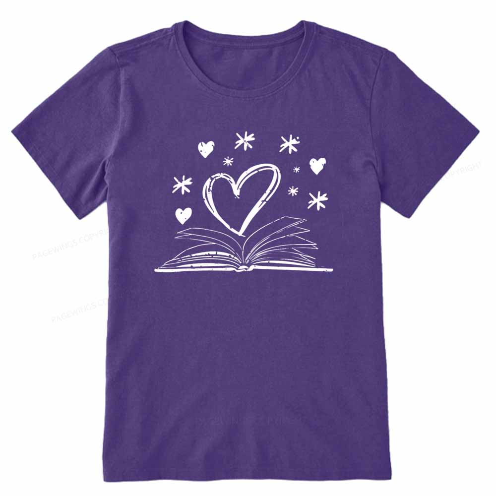 Pagewings Bookworm Librarian Valentines Day Book T-Shirt Unisex Classic T-shirt