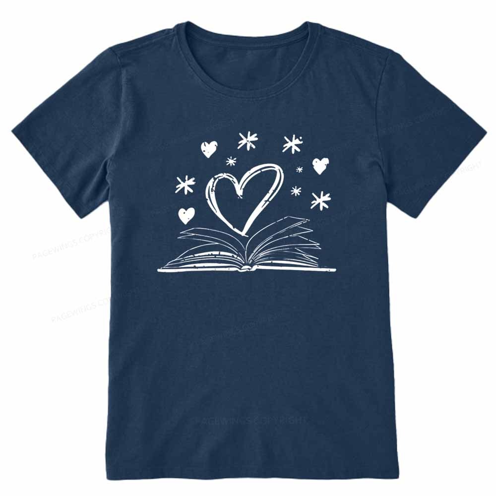 Pagewings Bookworm Librarian Valentines Day Book T-Shirt Unisex Classic T-shirt