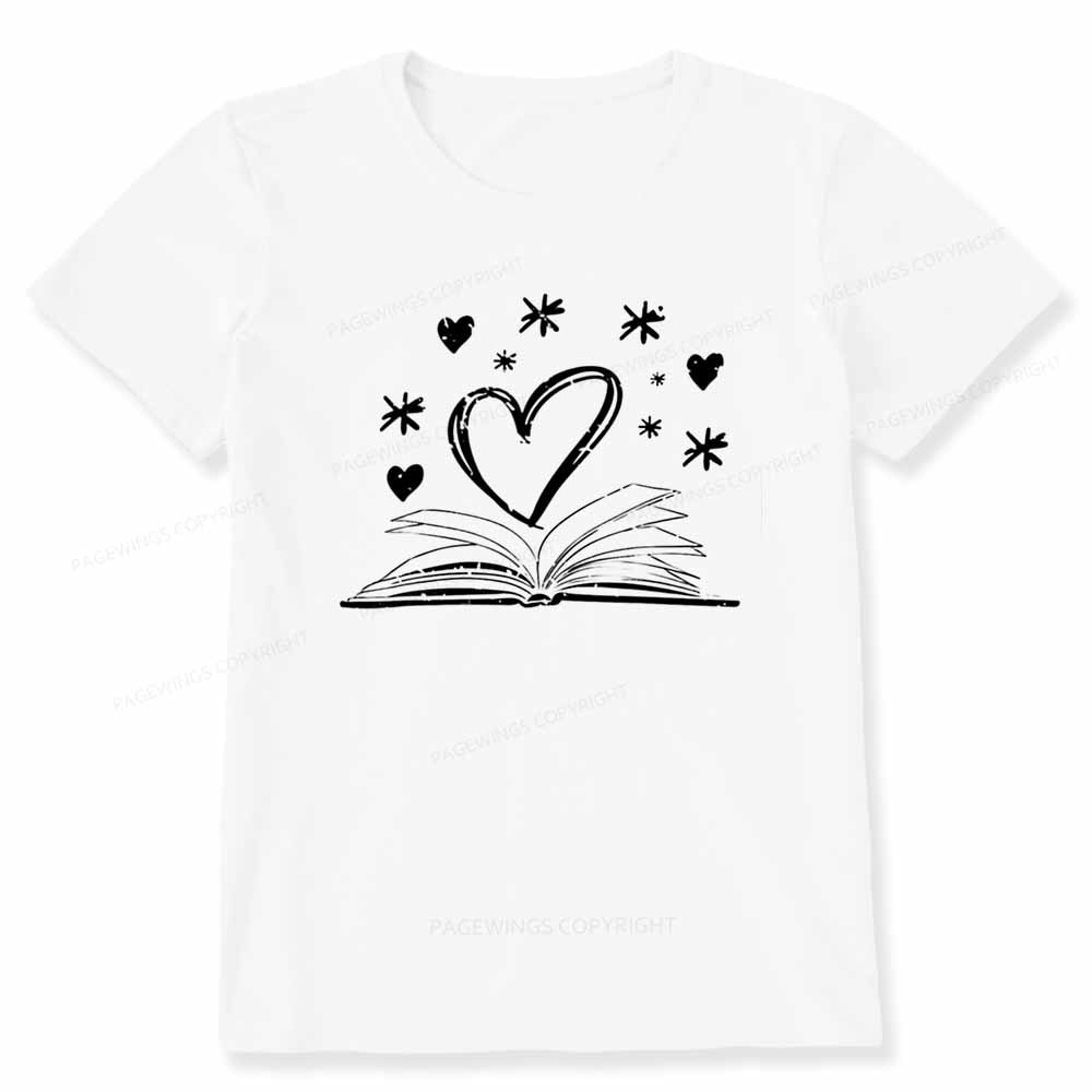Pagewings Bookworm Librarian Valentines Day Book T-Shirt Unisex Classic T-shirt