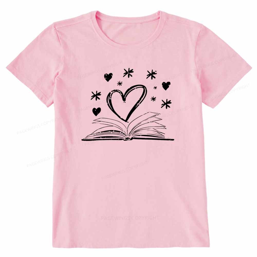 Pagewings Bookworm Librarian Valentines Day Book T-Shirt Unisex Classic T-shirt