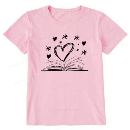 Pagewings Bookworm Librarian Valentines Day Book T-Shirt Unisex Classic T-shirt