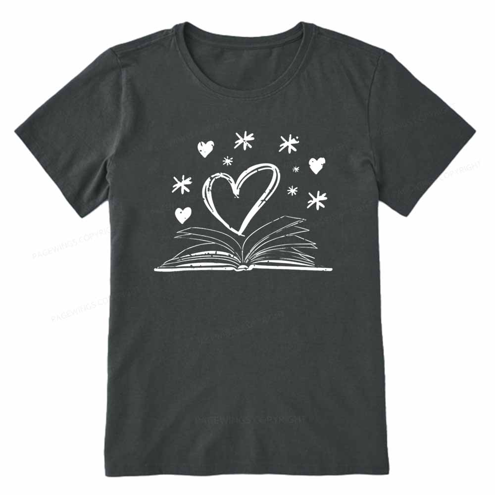 Pagewings Bookworm Librarian Valentines Day Book T-Shirt Unisex Classic T-shirt