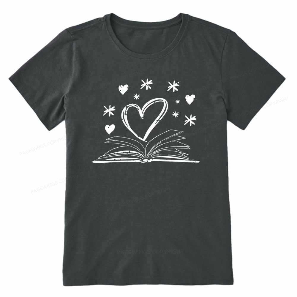 Pagewings Bookworm Librarian Valentines Day Book T-Shirt Unisex Classic T-shirt