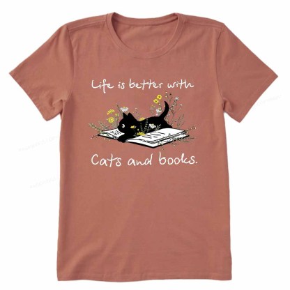 Pagewings Life Is Better With Cats And Books Unisex Classic T-shirt