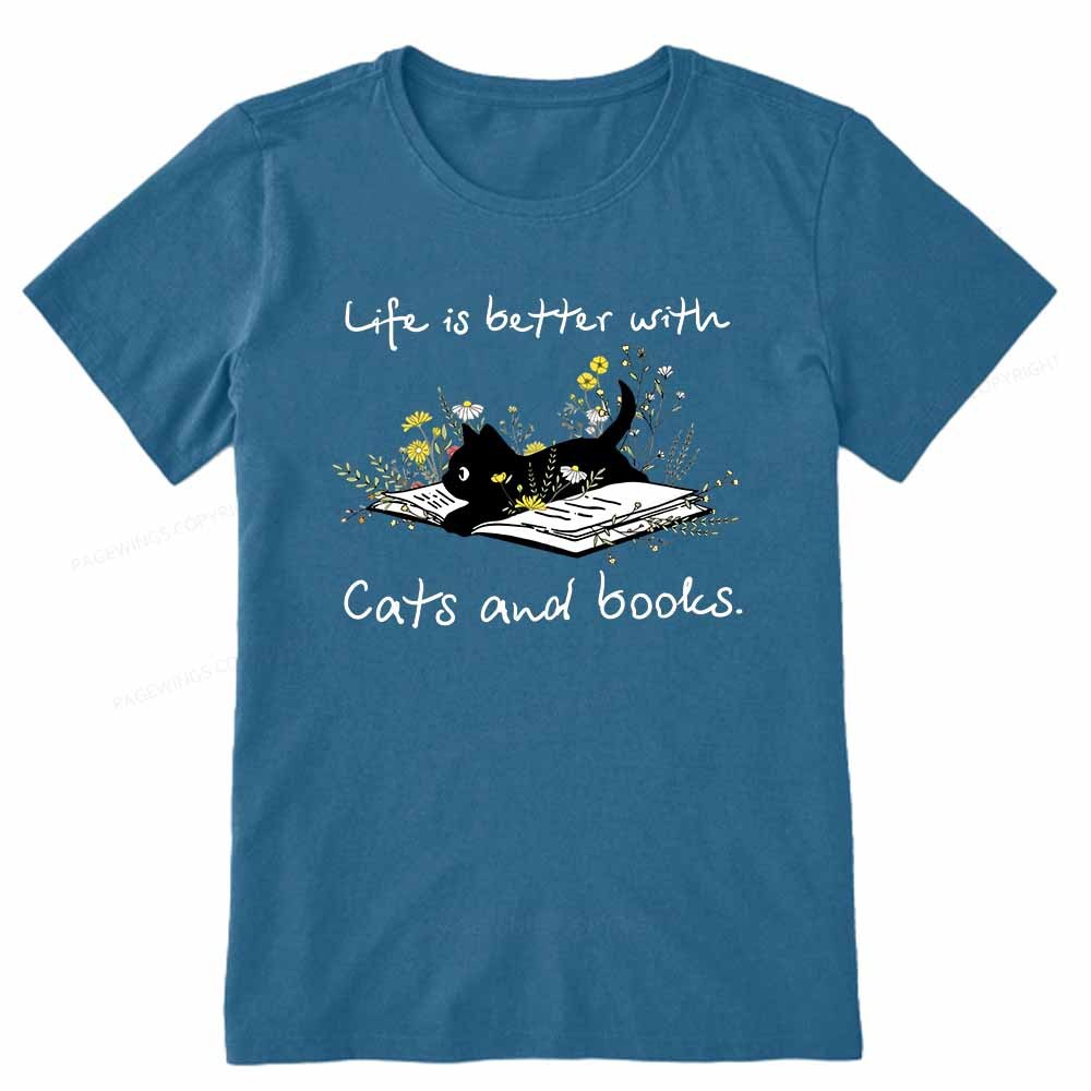 Pagewings Life Is Better With Cats And Books Unisex Classic T-shirt