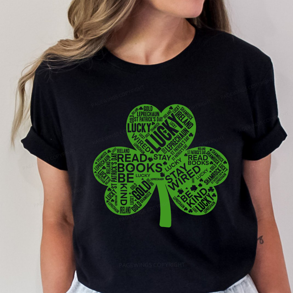 Pagewings St Patricks Day Shirt Lucky Reading Shirt Unisex Classic T-shirt