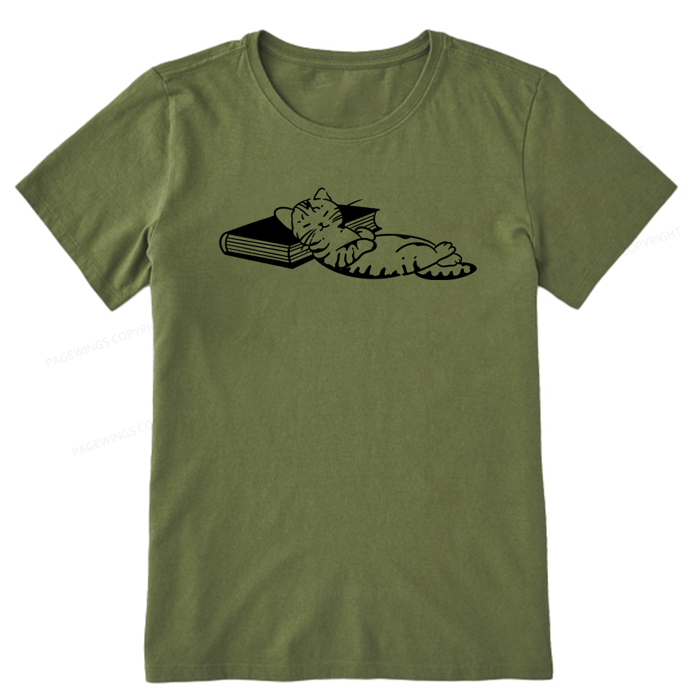 Pagewings A Cat Sleeping On The Book Unisex Classic T-shirt