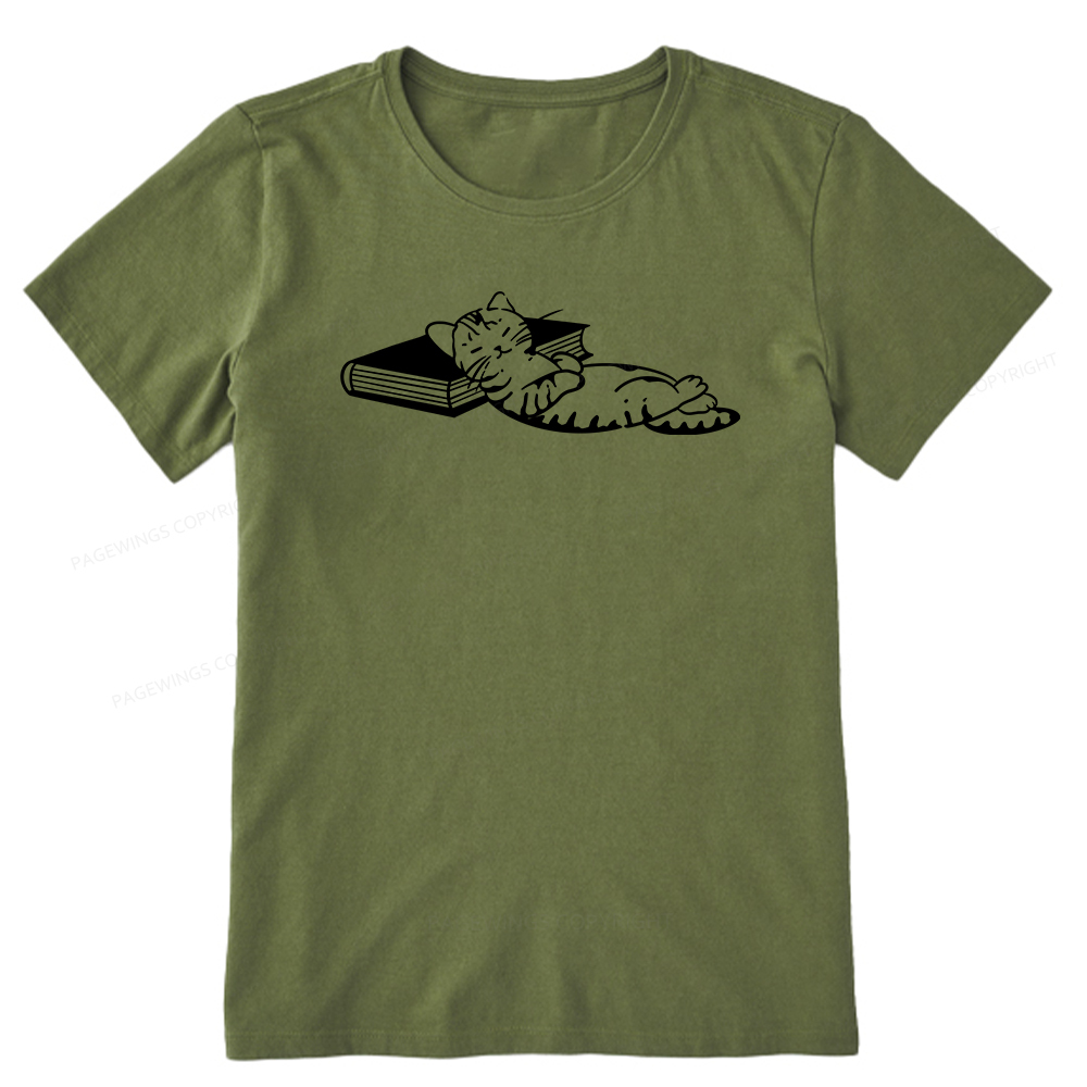 Pagewings A Cat Sleeping On The Book Unisex Classic T-shirt
