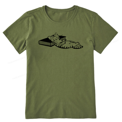 Pagewings A Cat Sleeping On The Book Unisex Classic T-shirt