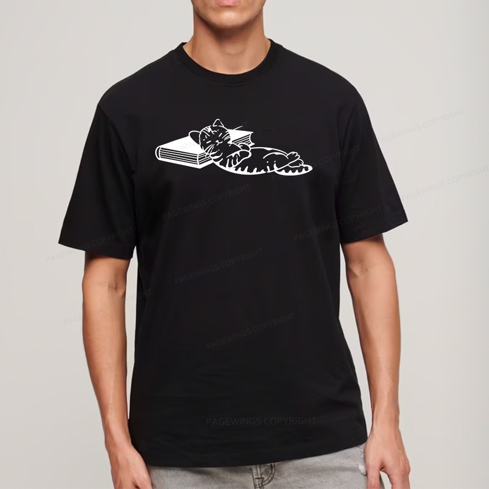 Pagewings A Cat Sleeping On The Book Unisex Classic T-shirt