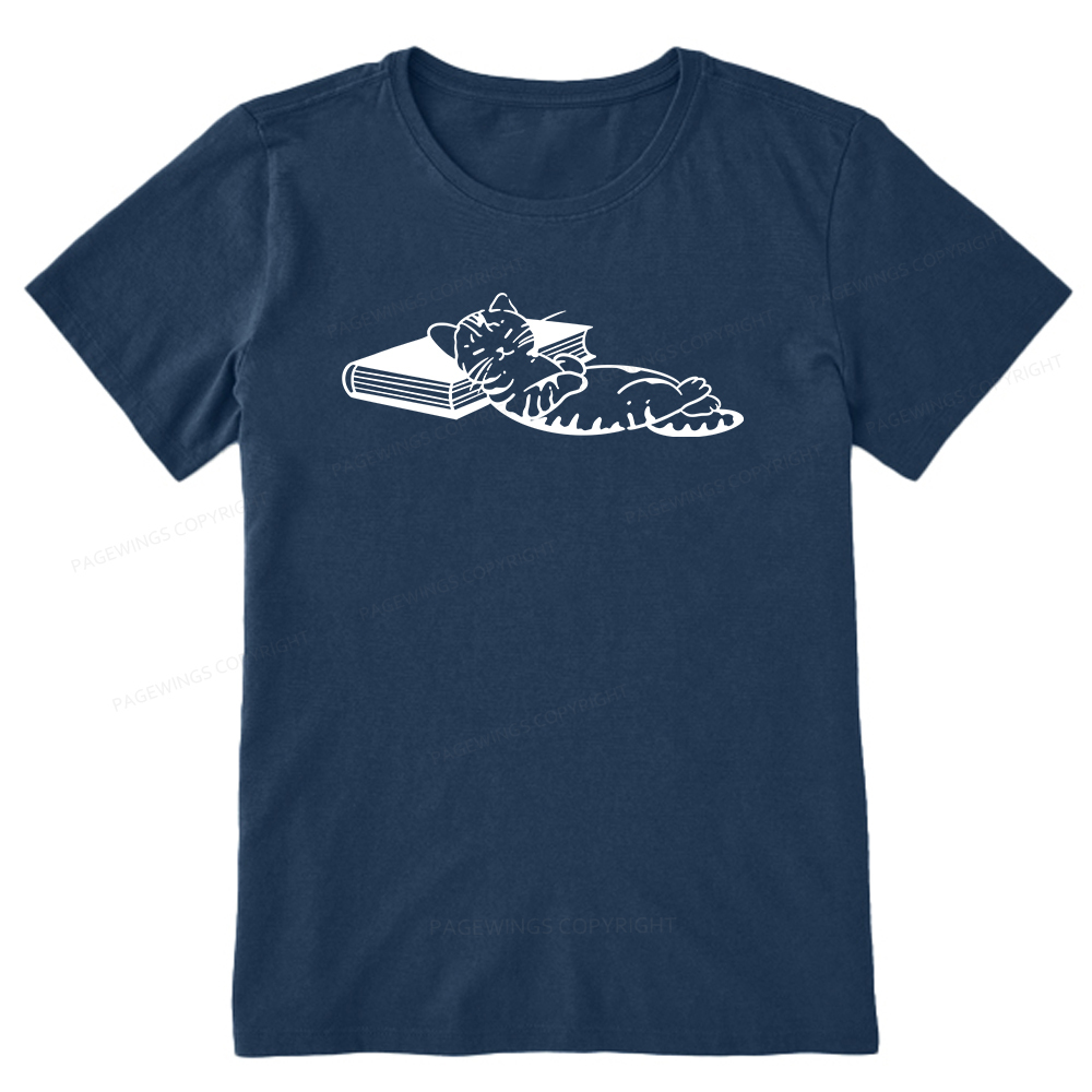 Pagewings A Cat Sleeping On The Book Unisex Classic T-shirt