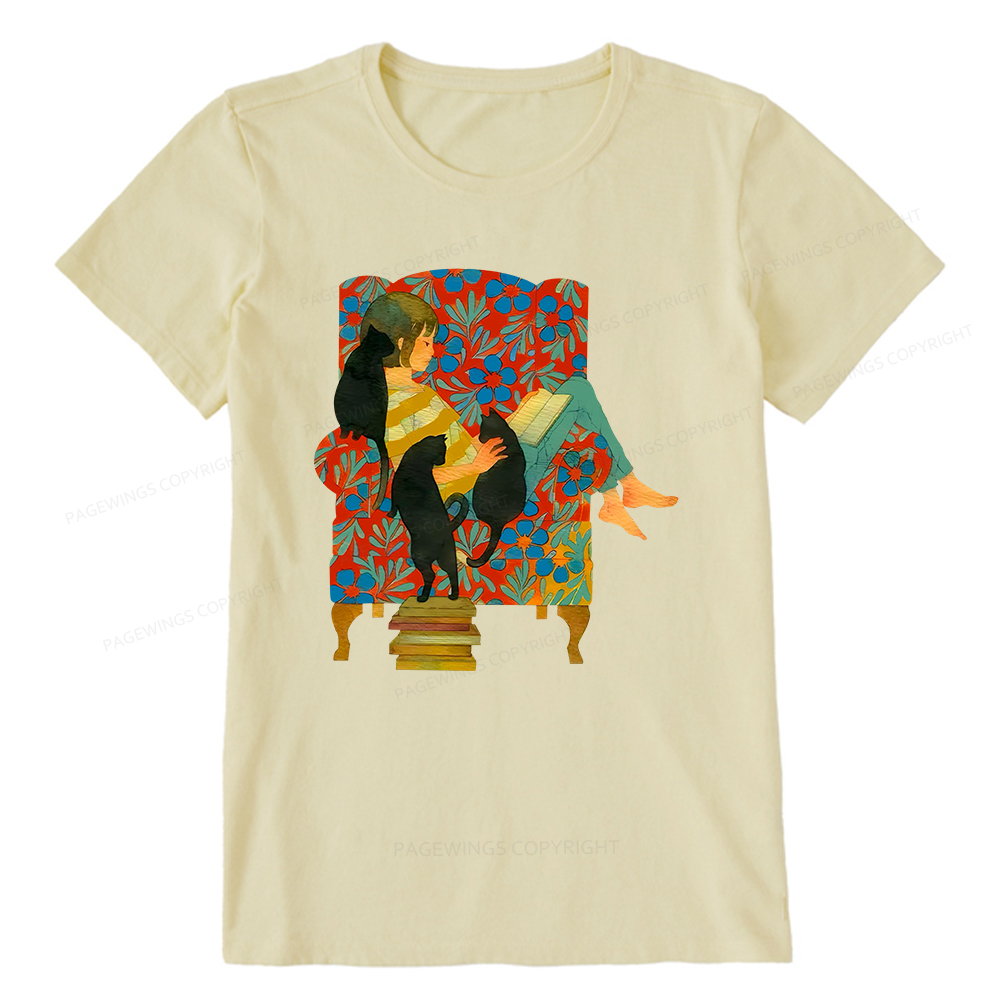 Pagewings A girl reading a book on the sofa Unisex Classic T-shirt