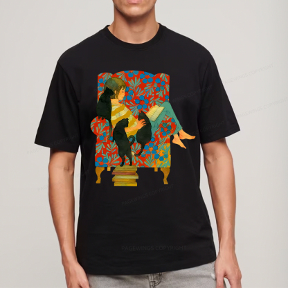 Pagewings A girl reading a book on the sofa Unisex Classic T-shirt