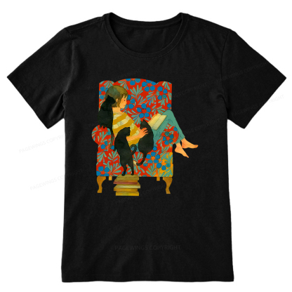 Pagewings A girl reading a book on the sofa Unisex Classic T-shirt