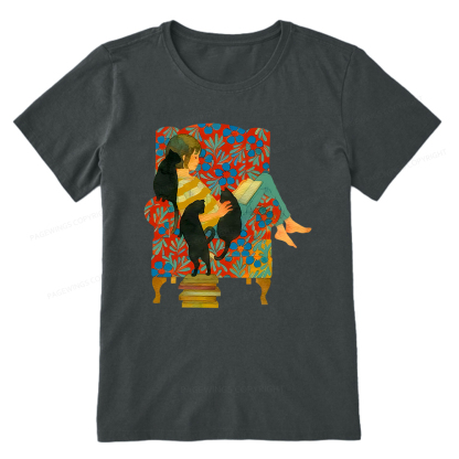 Pagewings A girl reading a book on the sofa Unisex Classic T-shirt