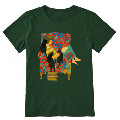Pagewings A girl reading a book on the sofa Unisex Classic T-shirt