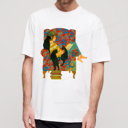 Pagewings A girl reading a book on the sofa Unisex Classic T-shirt