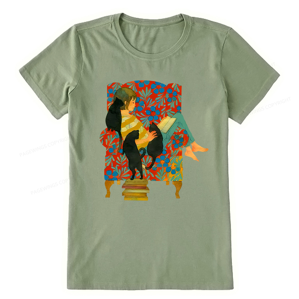 Pagewings A girl reading a book on the sofa Unisex Classic T-shirt