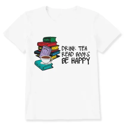Pagewings Drink Tea Read Books Be Happy Unisex Classic T-shirt