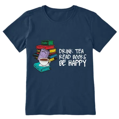 Pagewings Drink Tea Read Books Be Happy Unisex Classic T-shirt