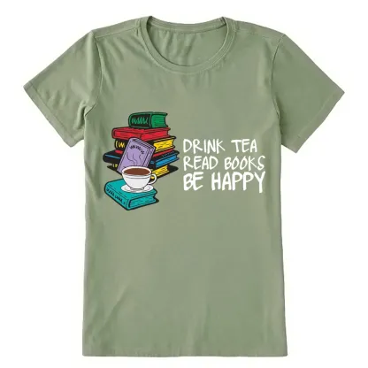 Pagewings Drink Tea Read Books Be Happy Unisex Classic T-shirt