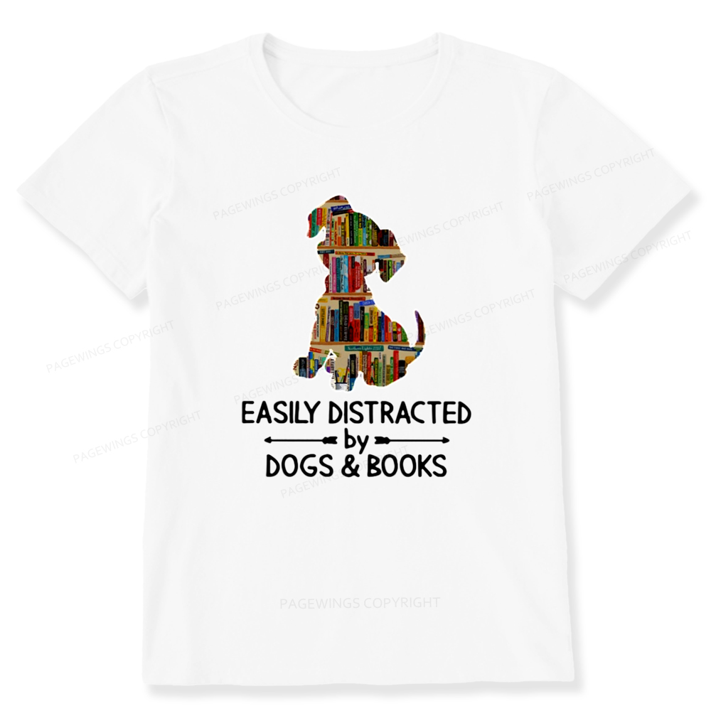 Pagewings Easily Distracted By Dogs And Books Unisex Classic T-shirt