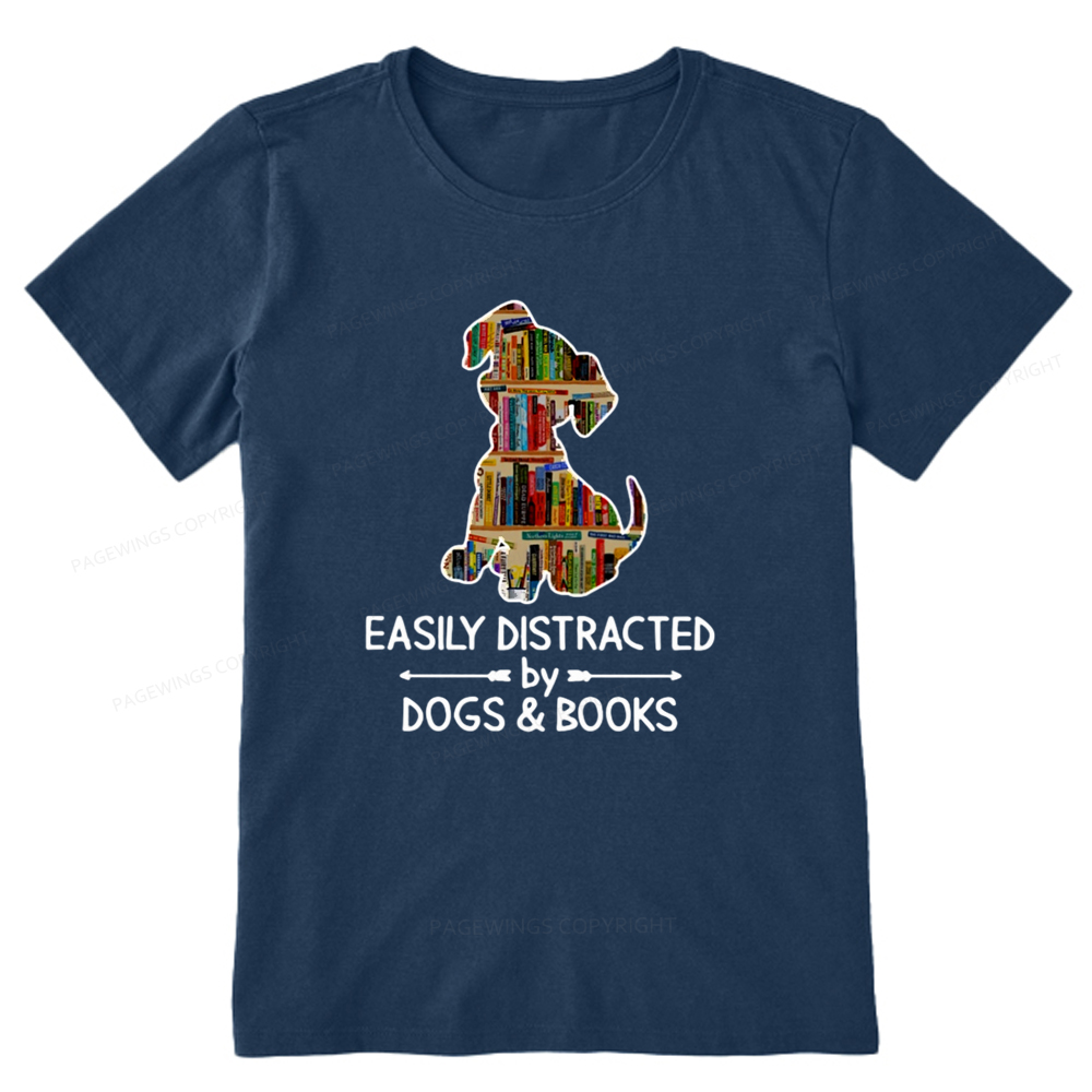 Pagewings Easily Distracted By Dogs And Books Unisex Classic T-shirt