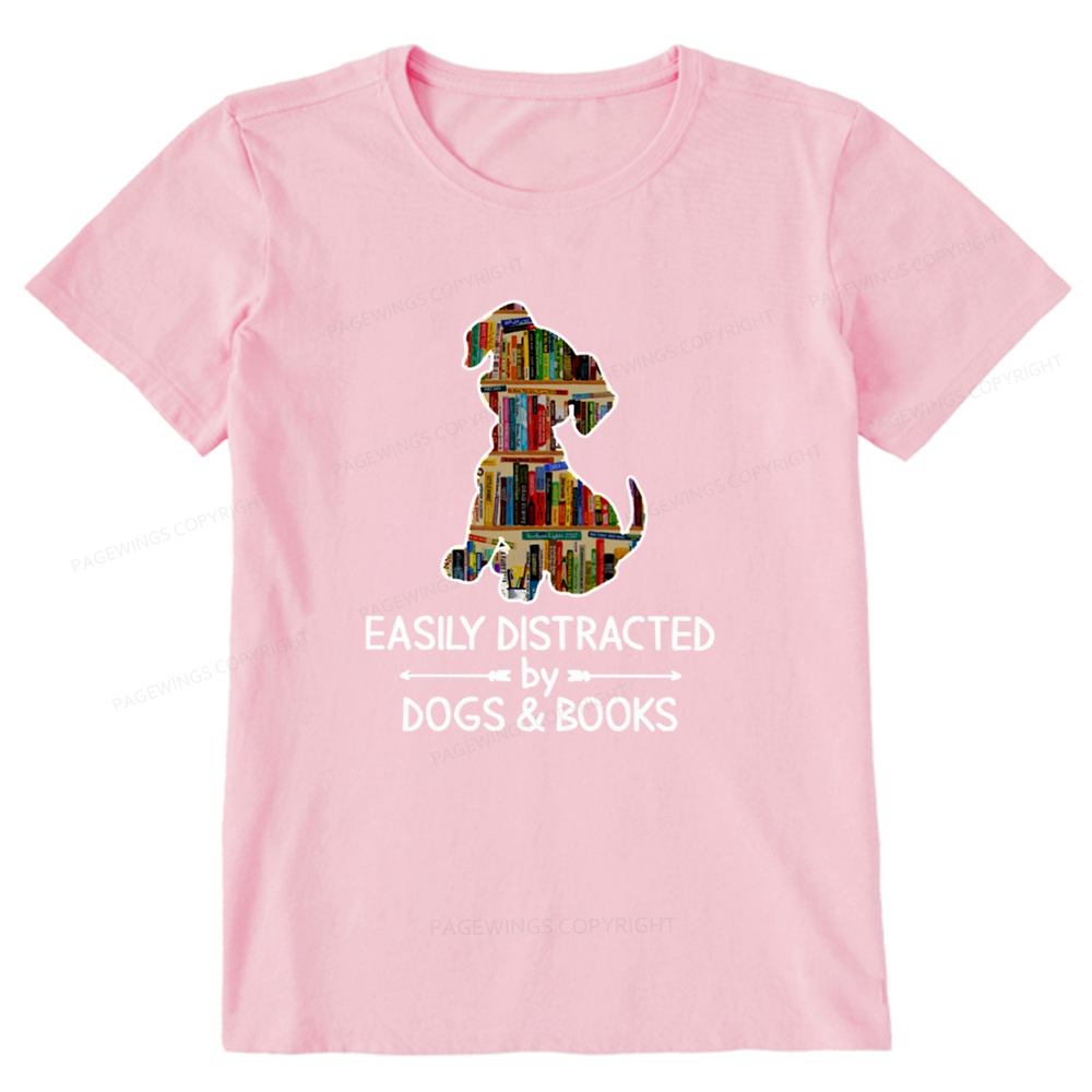 Pagewings Easily Distracted By Dogs And Books Unisex Classic T-shirt