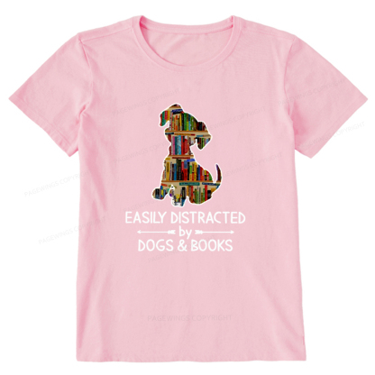 Pagewings Easily Distracted By Dogs And Books Unisex Classic T-shirt