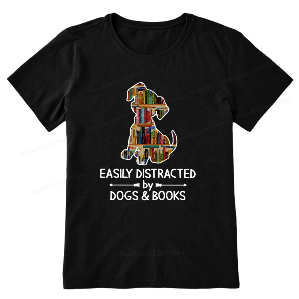 Pagewings Easily Distracted By Dogs And Books Unisex Classic T-shirt