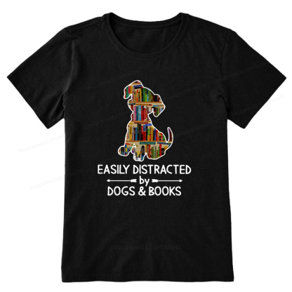 Pagewings Easily Distracted By Dogs And Books Unisex Classic T-shirt
