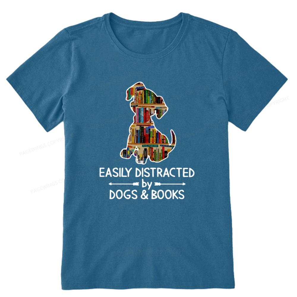 Pagewings Easily Distracted By Dogs And Books Unisex Classic T-shirt